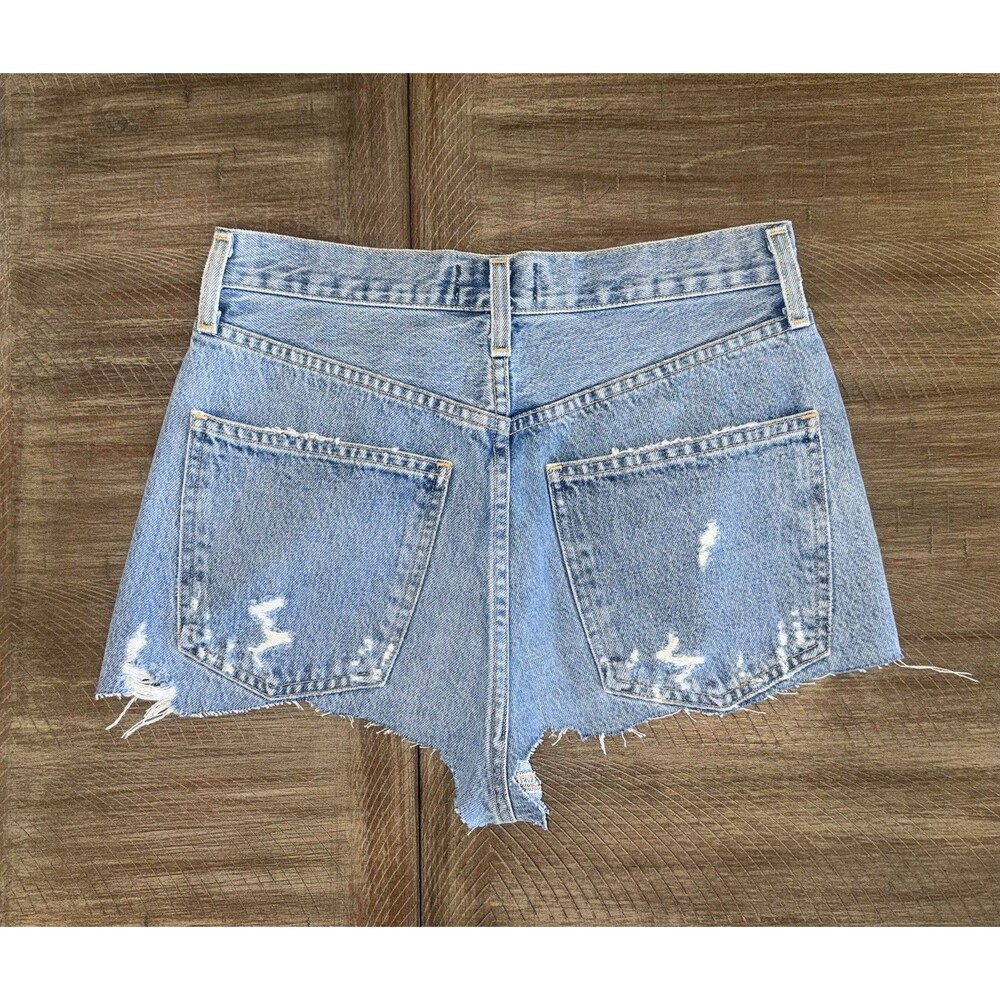 AGOLDE 90’s Jean High Rise Button Fly Denim Cut Offs Shorts Distressed Size 25 - Picture 10 of 11